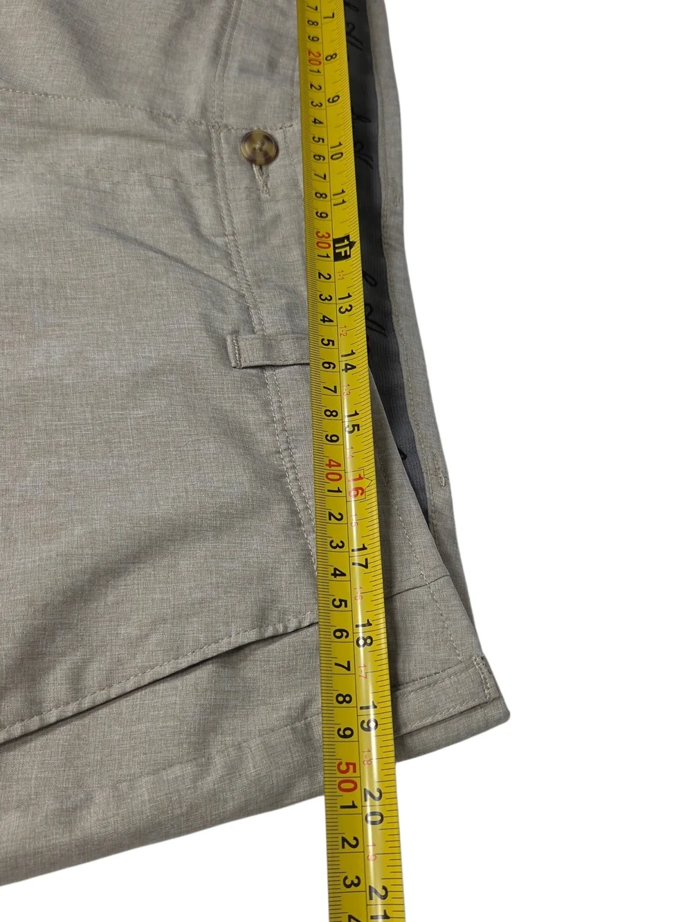 Ben Hogan Men's Beige Chino Shorts Polyester Elastane Button Pockets Stretch